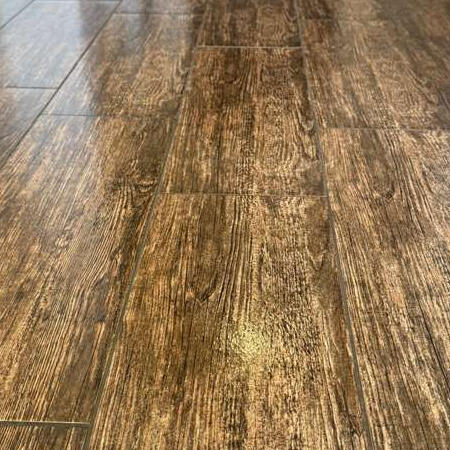 Freshly mopped, gleaming hallway floors